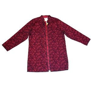COLDWATER CREEK Red Flower Vines Reversible Jacket